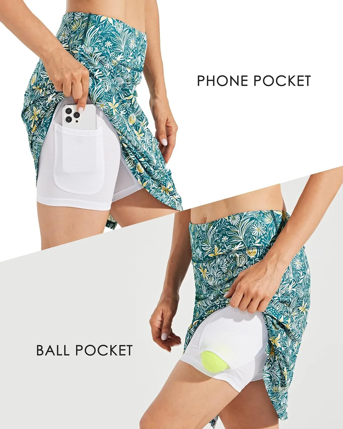 Willit Women's 20" Knee Length Skorts Skirts Golf Tennis Skirts Modest Athletic Casual Skorts with Pockets UV Protection