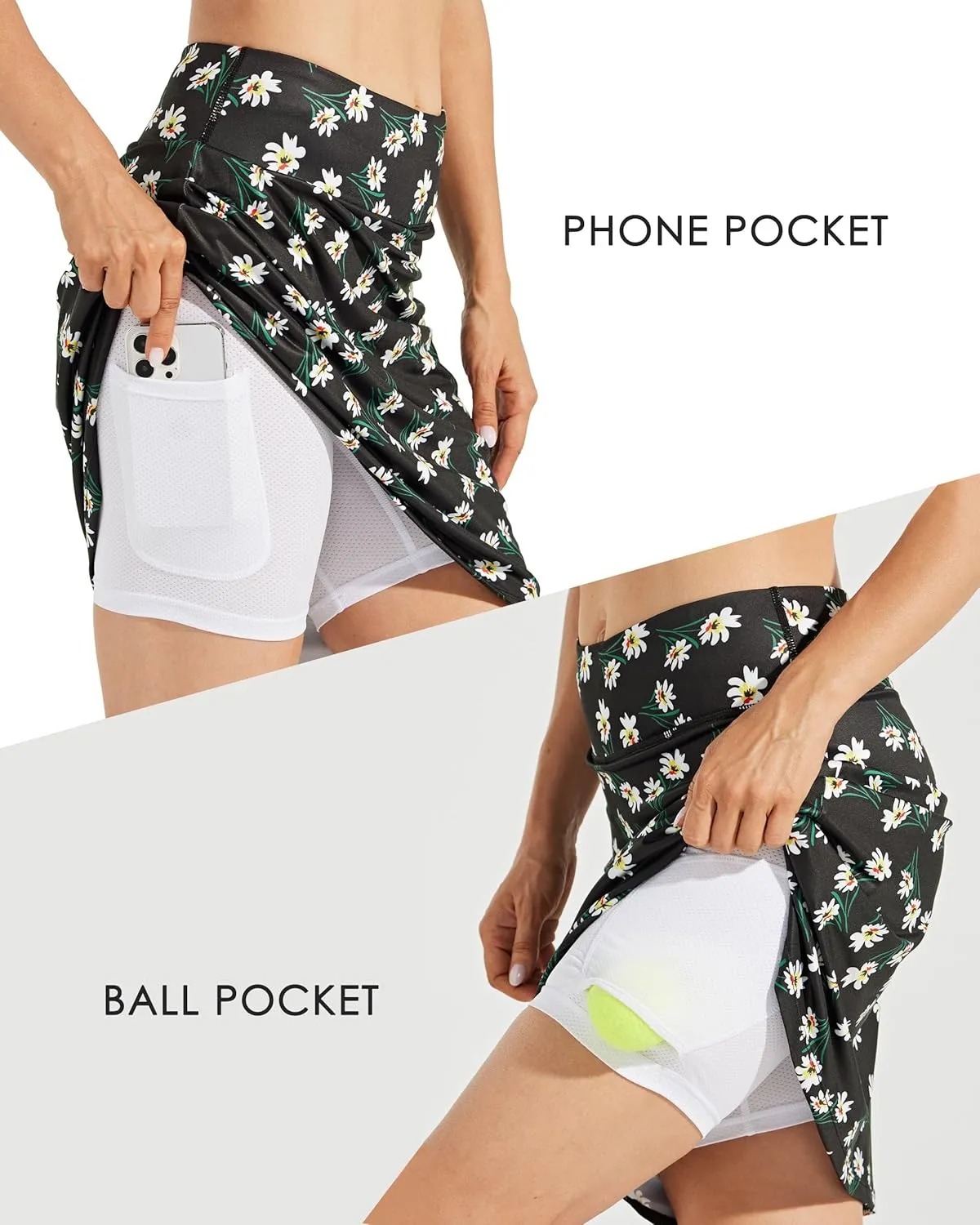 Willit Women's 20" Knee Length Skorts Skirts Golf Tennis Skirts Modest Athletic Casual Skorts with Pockets UV Protection