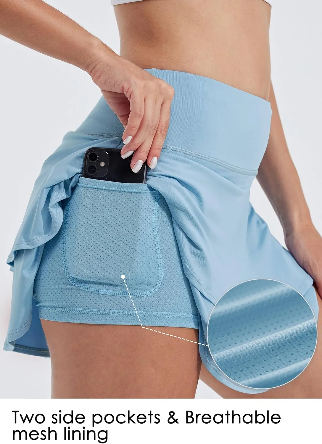 Willit Women's Tennis Skirts Skorts Pleated Athletic Ruffle Mini Running Skirts with Shorts