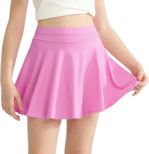 WISREMT Girls Flowy Skirt Athletic Shorts High Waist Tennis Skirt with Spandex Liner and Pocket 2 in 1 Cheer Golf Skort