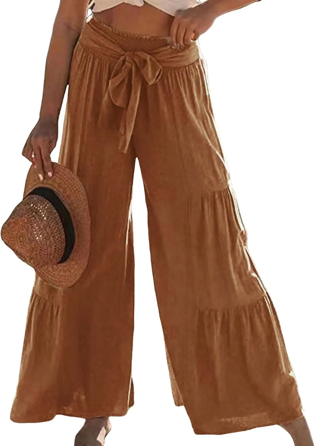 Women High Waist Pleated Wide Leg Casual Loose Trousers Plus Size Pants for Women