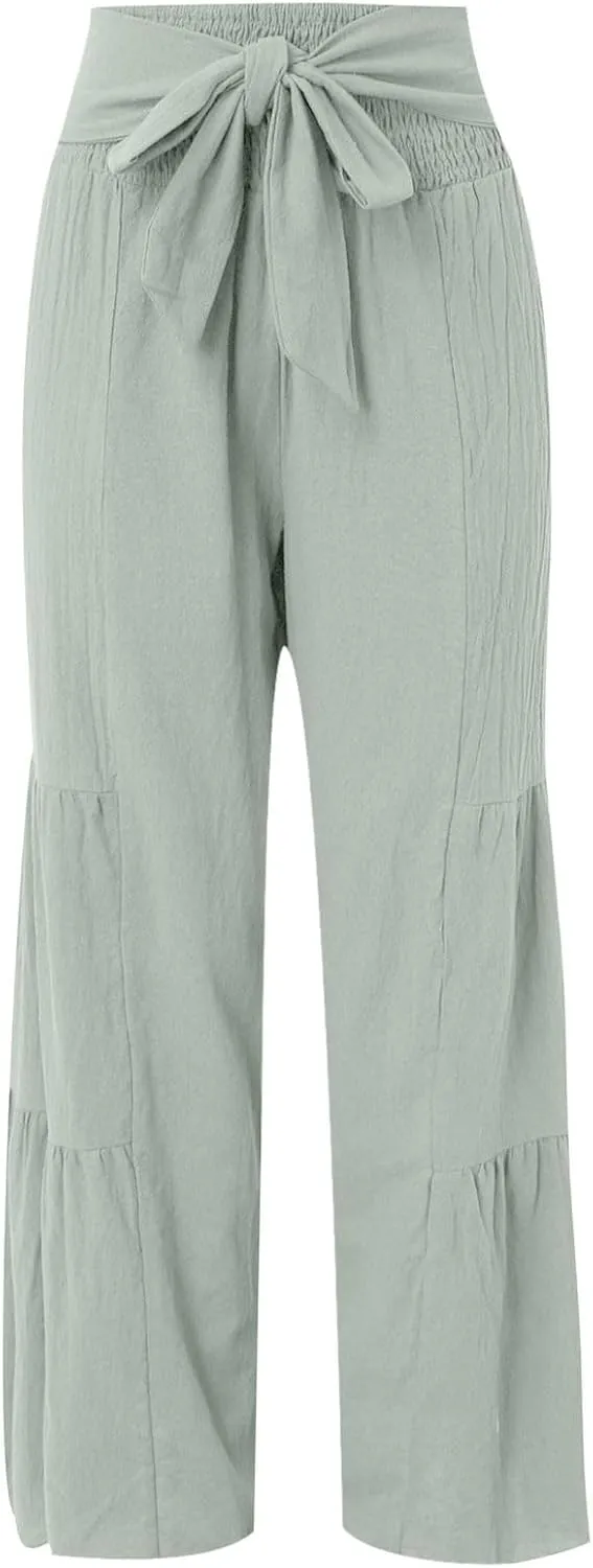 Women High Waist Pleated Wide Leg Casual Loose Trousers Plus Size Pants for Women