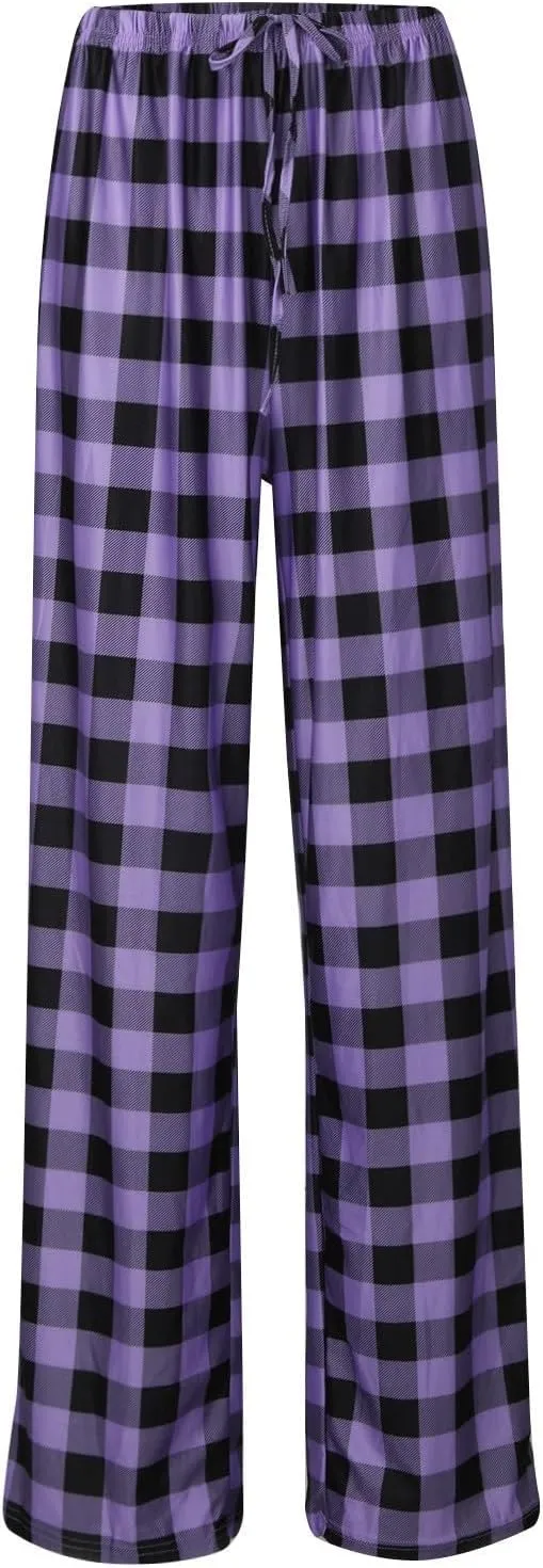 Women Plaid Printed Pants Full Length Long Trousers Sports Pants Business Casual Trousers