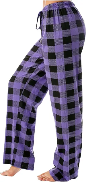 Women Plaid Printed Pants Full Length Long Trousers Sports Pants Business Casual Trousers