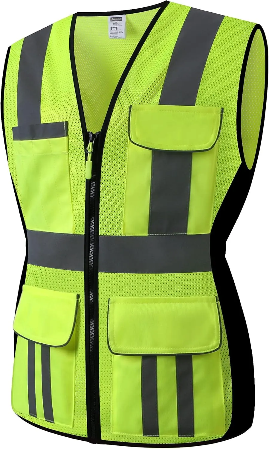 Women Safety Vest, Multi Pockets High Visibility Reflective Breathable Mesh Work Vest For Lady, Durable Zipper