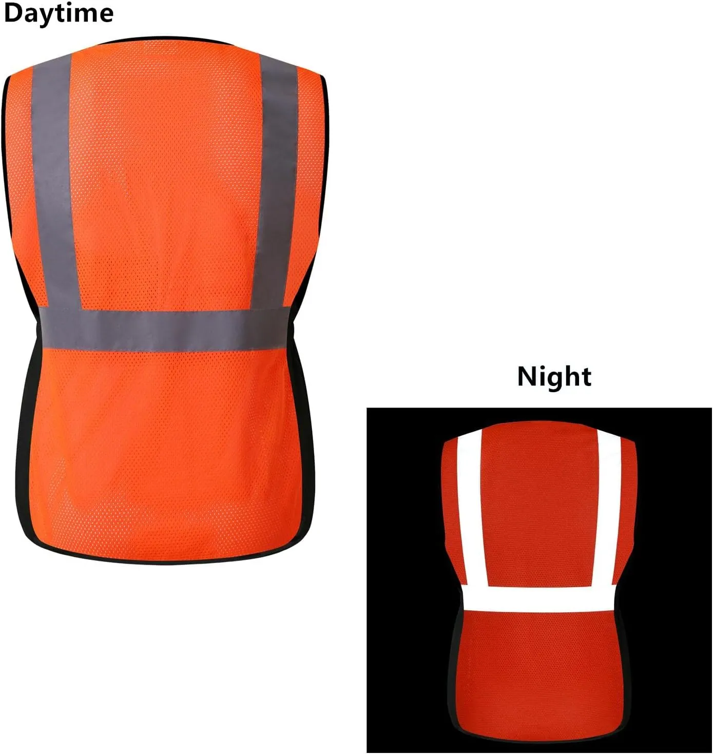Women Safety Vest, Multi Pockets High Visibility Reflective Breathable Mesh Work Vest For Lady, Durable Zipper