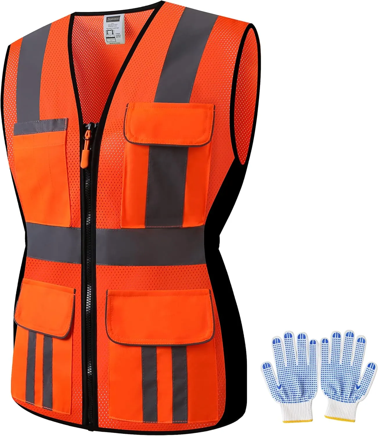 Women Safety Vest, Multi Pockets High Visibility Reflective Breathable Mesh Work Vest For Lady, Durable Zipper