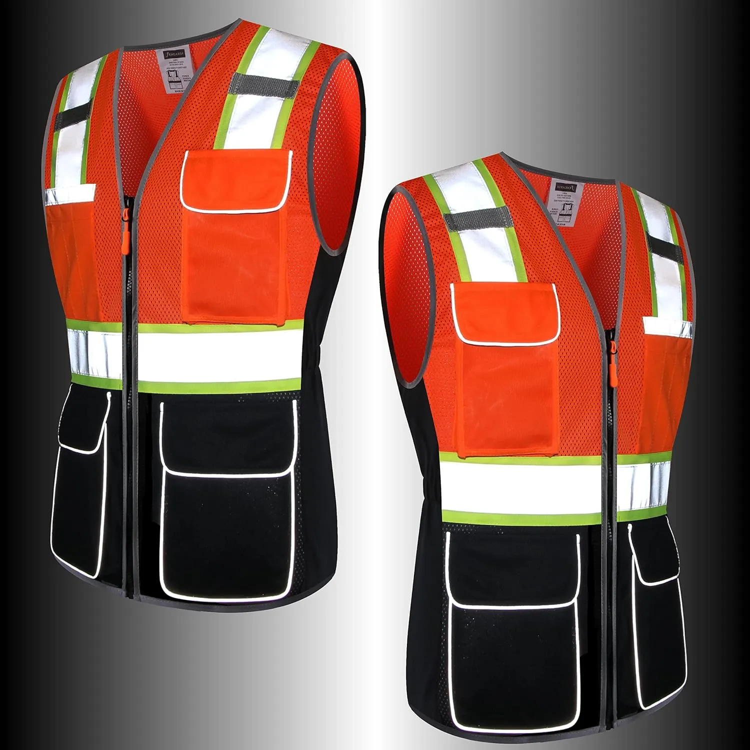 Women Safety Vest, Multi Pockets High Visibility Reflective Breathable Mesh Work Vest For Lady, Durable Zipper