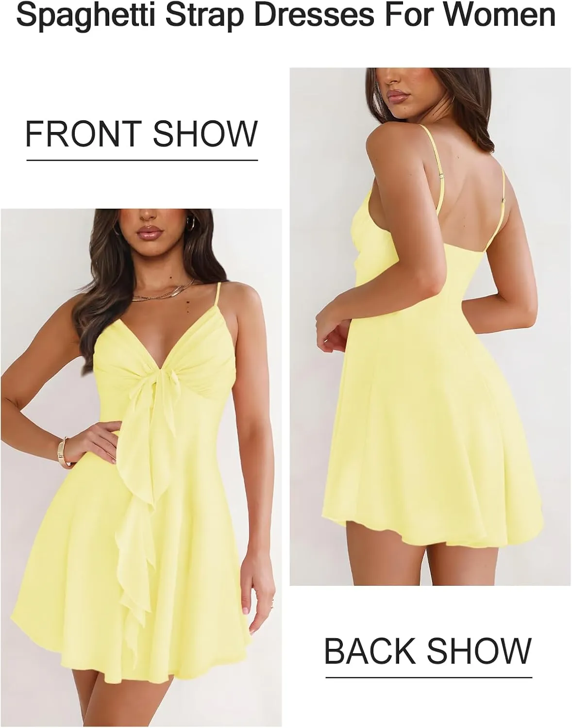 Women Sleeveless Sexy V Neck Summer Dress for Women Casual Flowy Beach Club Party Spaghetti Strap Mini Sundress