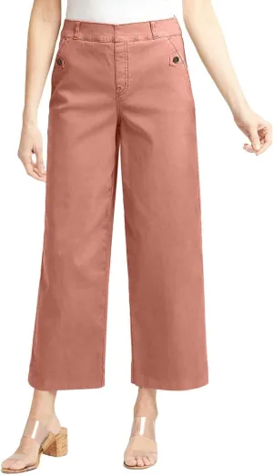 Women Stretch Twill Cropped Wide Leg Dress Pants High Waist Casual Palazzo Trousers Baggy Business Work Trousers Long