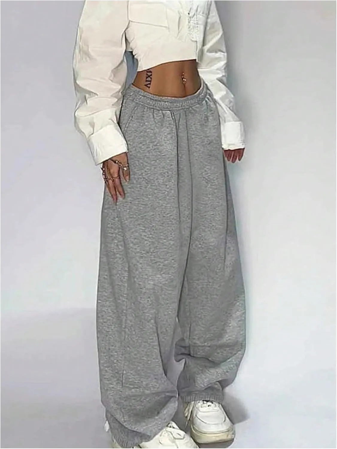 Women's Baggy Pants Elastic Waist Wide Leg Sweatpants Casual Sport Workout Joggers Pants Trousers