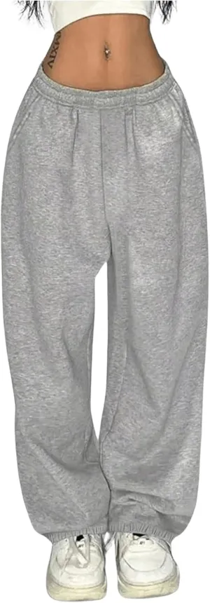 Women's Baggy Pants Elastic Waist Wide Leg Sweatpants Casual Sport Workout Joggers Pants Trousers