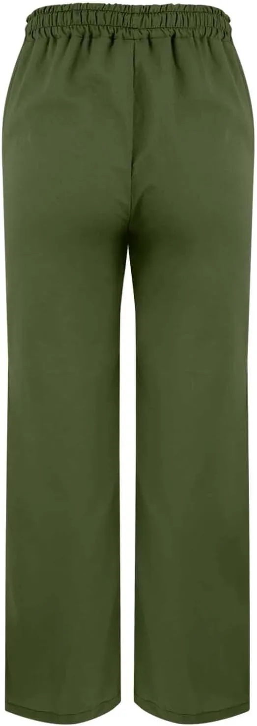 Womens Capris Linen Pants High Waist Drawstring Comfy Casual Pants Lounge Lightweight Loose Trousers with Pockets