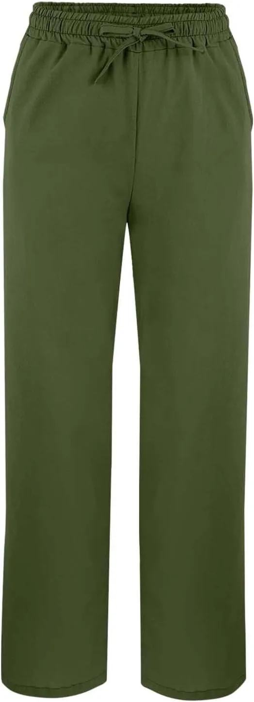 Womens Capris Linen Pants High Waist Drawstring Comfy Casual Pants Lounge Lightweight Loose Trousers with Pockets