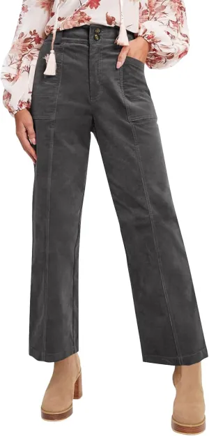 Womens Corduroy Pants Vintage High Waisted Wide Leg Dress Pants with Pockets Casual Button Down Comfy Work Pants 2024