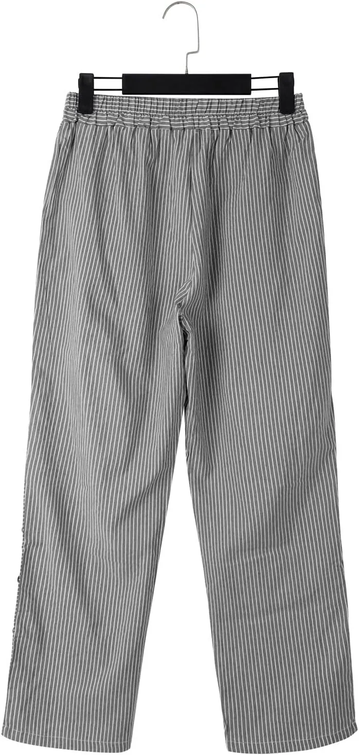 Women's Cotton Linen Pants Lightweight Quick Dry Palazzo Pants Casual Elastic Waist Lounge Crop Pants Trousers Pocket