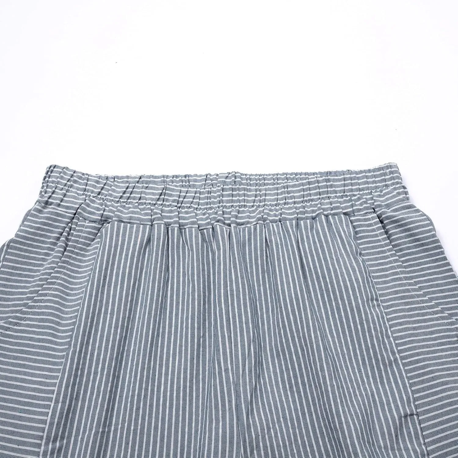 Womens Linen Pants with Pockets Loose Elastic High Waisted Comfy Beach Trousers Striped Side Button Casual Pants