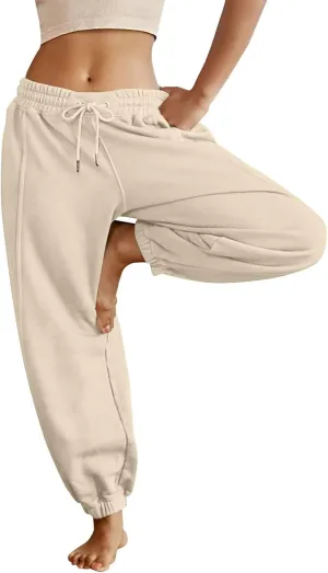 Womens Sweatpants Joggers Elastic High Waist Drawstring Lightweight Office Pants Slim Fit Trousers with Pocket 2024