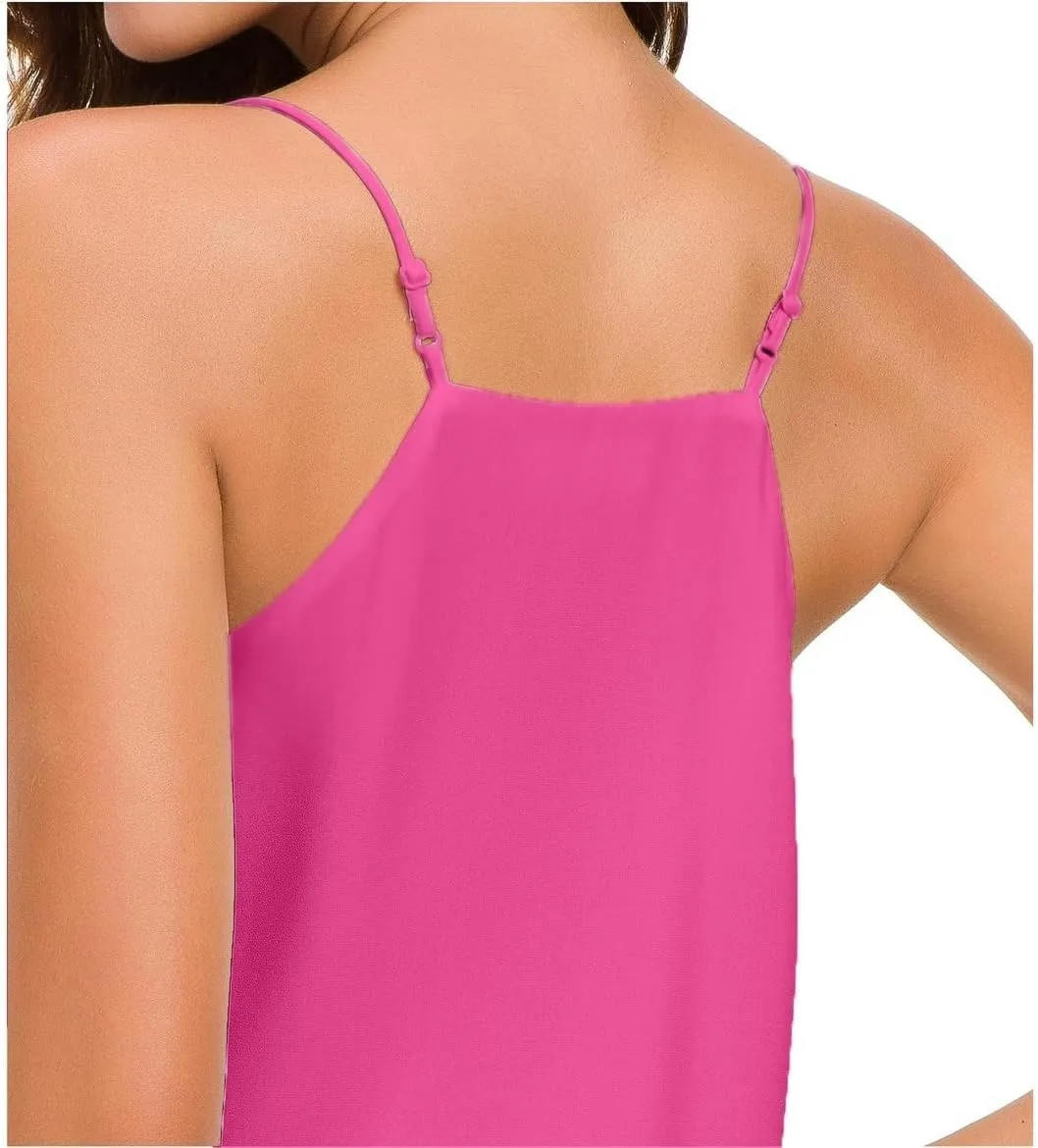 Womens V Neck Spaghetti Strap Tank Tops Dressy Casual Camisole Blouses Sleeveless Loose Cami Basic Tank Shirt