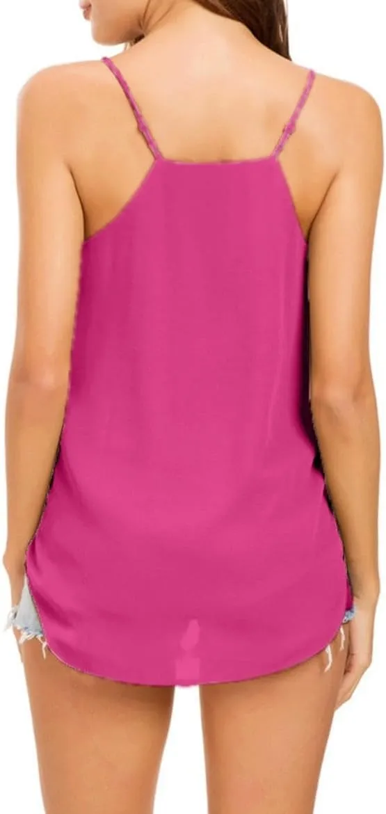 Womens V Neck Spaghetti Strap Tank Tops Dressy Casual Camisole Blouses Sleeveless Loose Cami Basic Tank Shirt