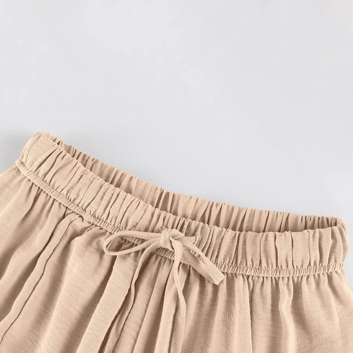Women's Wide Leg Pants Comfy Casual Loose Fit Drawstring Flowy Summer Beach Palazzo Harem Pants with Pockets