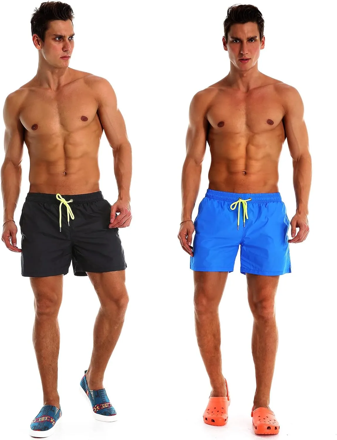YnimioAOX 2 Pack Men's Swim Trunks Quick Dry Beach Shorts with Mesh Lining