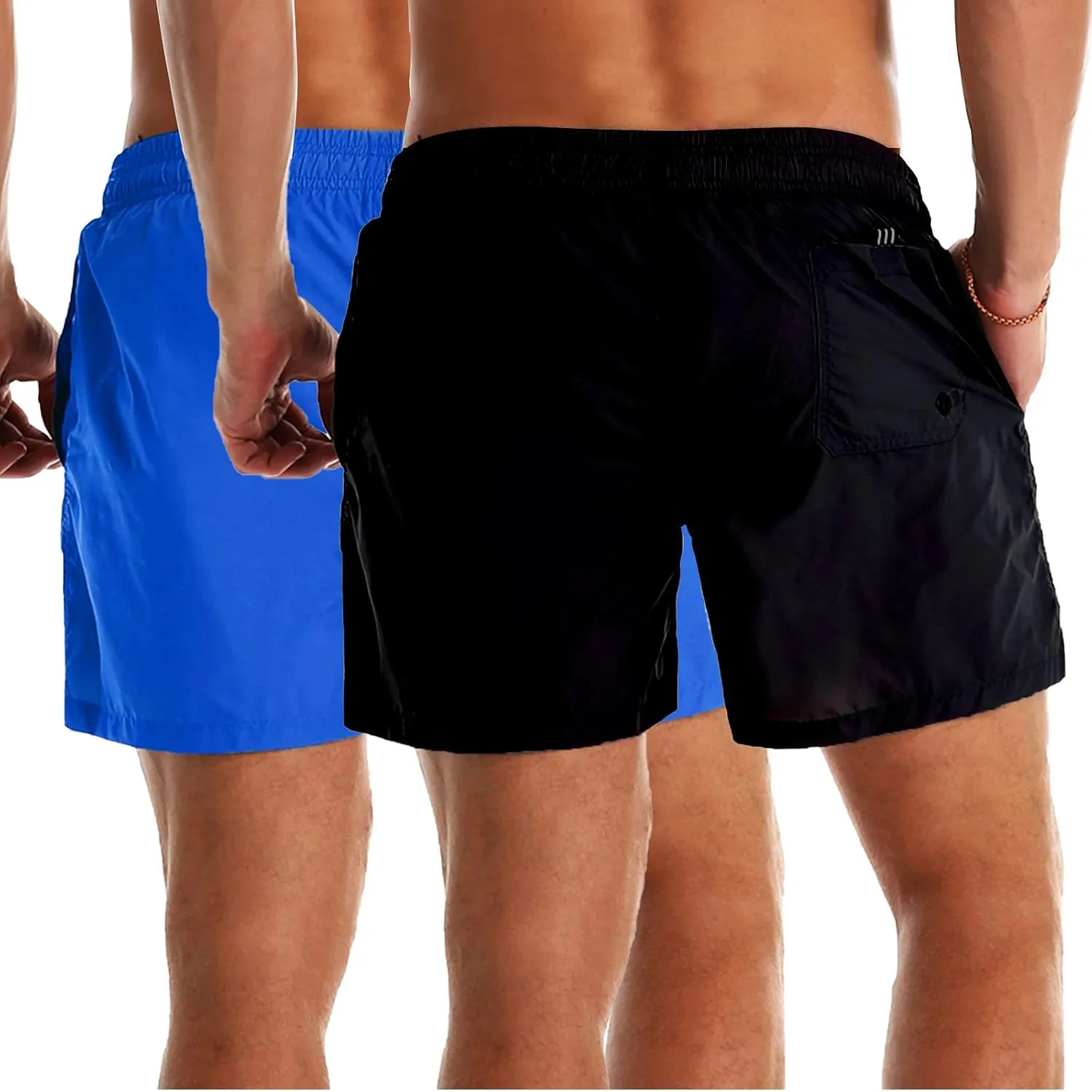 YnimioAOX 2 Pack Men's Swim Trunks Quick Dry Beach Shorts with Mesh Lining