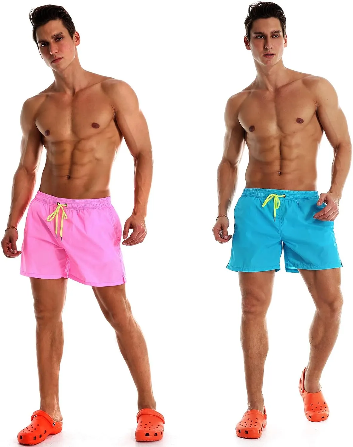 YnimioAOX 2 Pack Men's Swim Trunks Quick Dry Beach Shorts with Mesh Lining