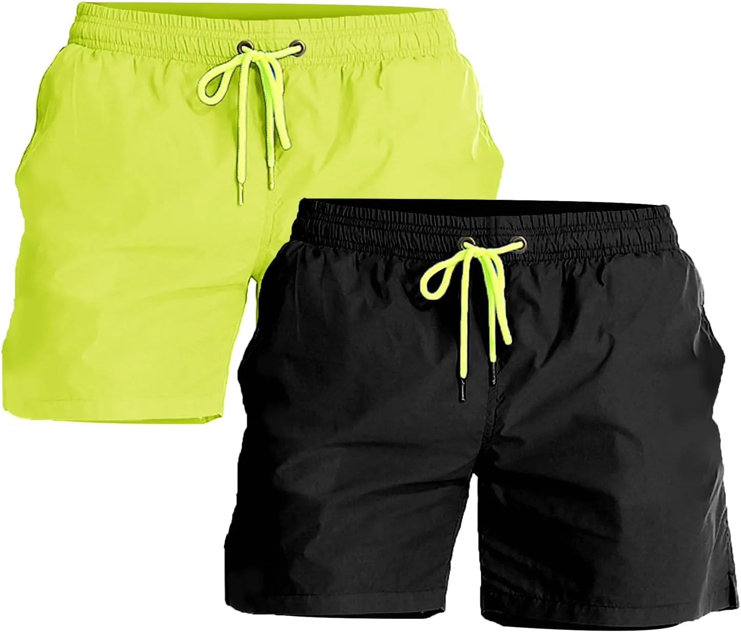 YnimioAOX 2 Pack Men's Swim Trunks Quick Dry Beach Shorts with Mesh Lining