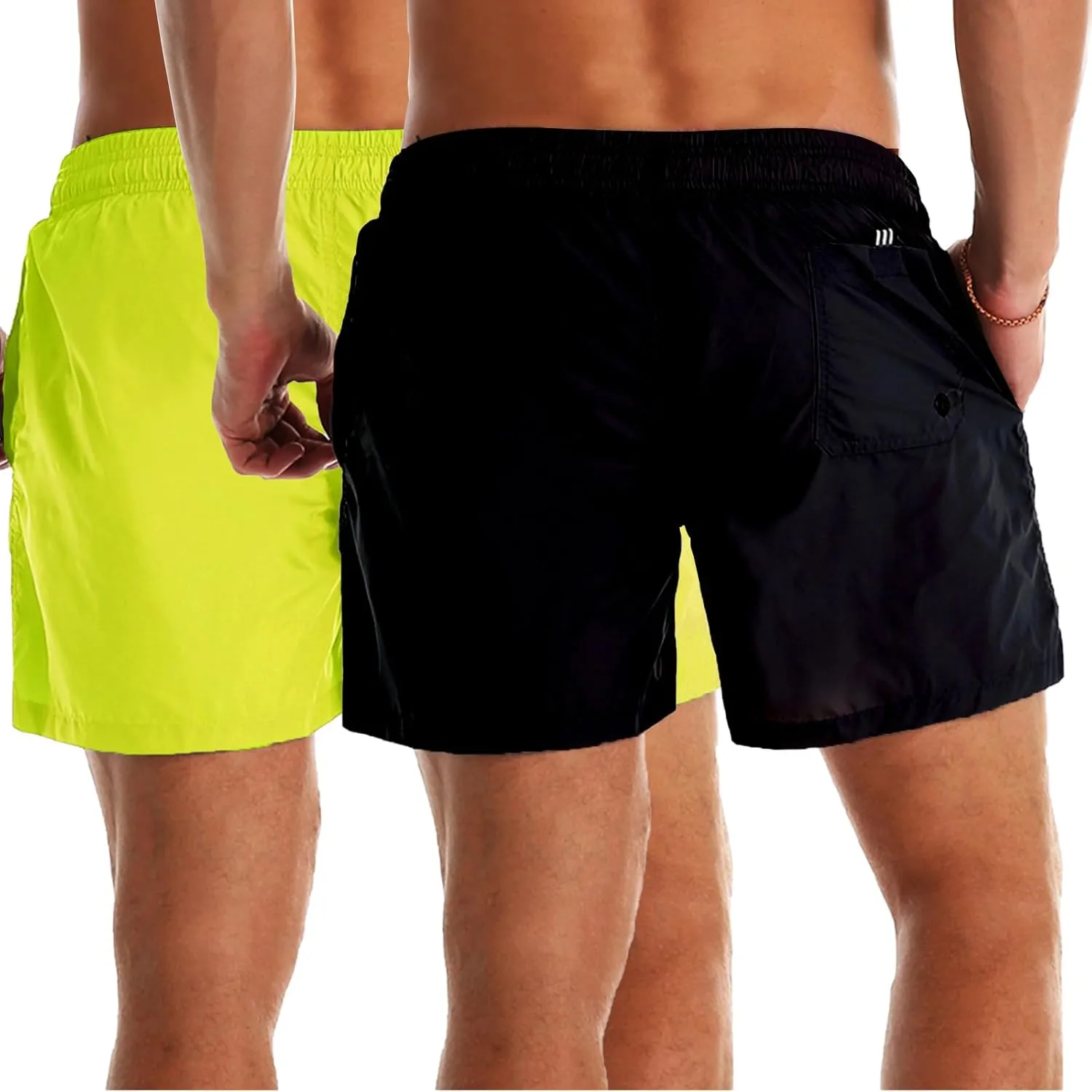 YnimioAOX 2 Pack Men's Swim Trunks Quick Dry Beach Shorts with Mesh Lining