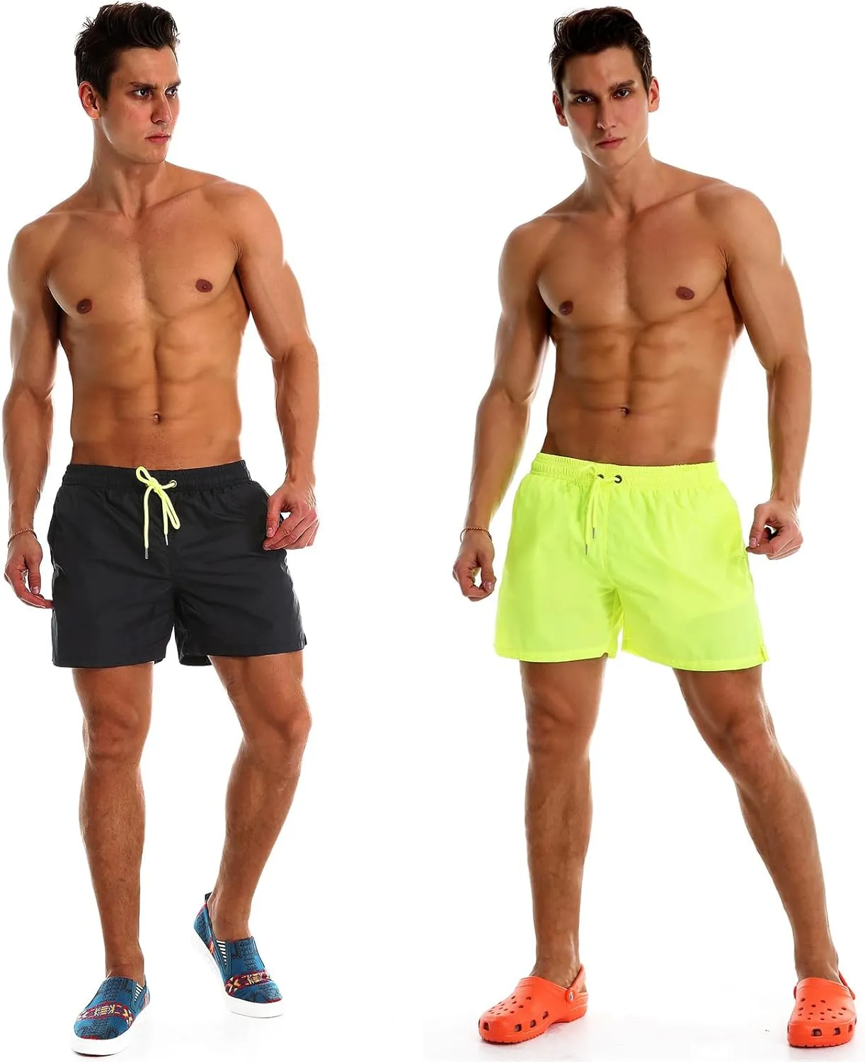 YnimioAOX 2 Pack Men's Swim Trunks Quick Dry Beach Shorts with Mesh Lining