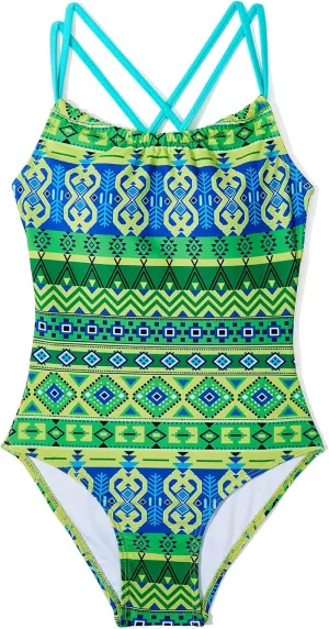 Zando Girls Swimsuit One Piece UPF 50 Cross Backless Swimsuit for Girls 8-14 Years Old
