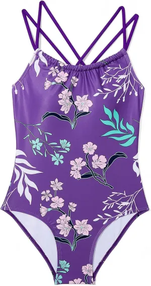 Zando Girls Swimsuit One Piece UPF 50 Cross Backless Swimsuit for Girls 8-14 Years Old