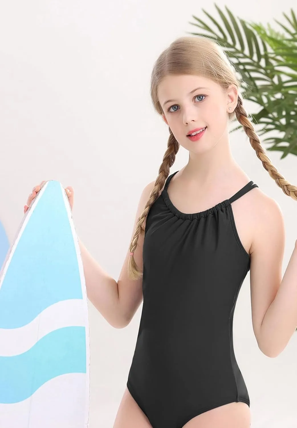 Zando Girls Swimsuit One Piece UPF 50 Cross Backless Swimsuit for Girls 8-14 Years Old