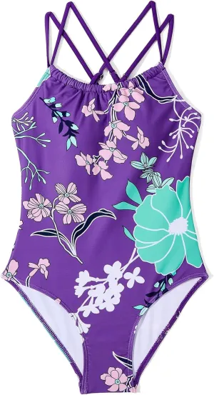 Zando Girls Swimsuit One Piece UPF 50 Cross Backless Swimsuit for Girls 8-14 Years Old