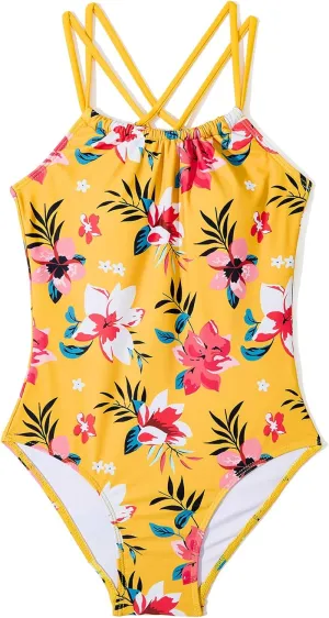 Zando Girls Swimsuit One Piece UPF 50 Cross Backless Swimsuit for Girls 8-14 Years Old
