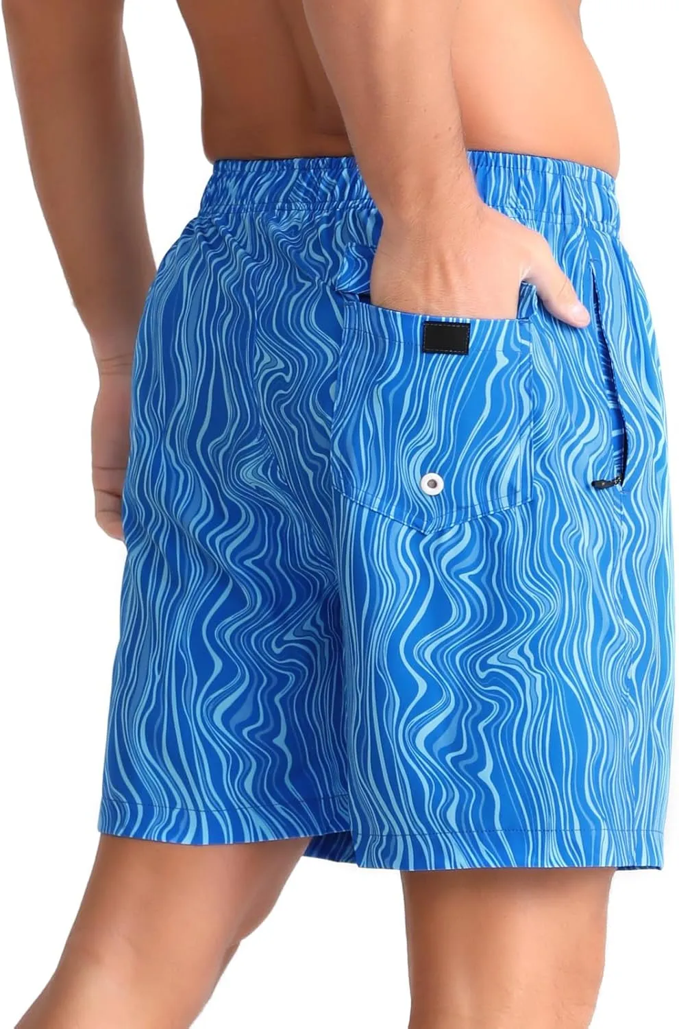 zeetoo Mens Swim Trunks with Compression Liner 5" Inseam Quick Dry Beach Shorts with Zipper Pockets