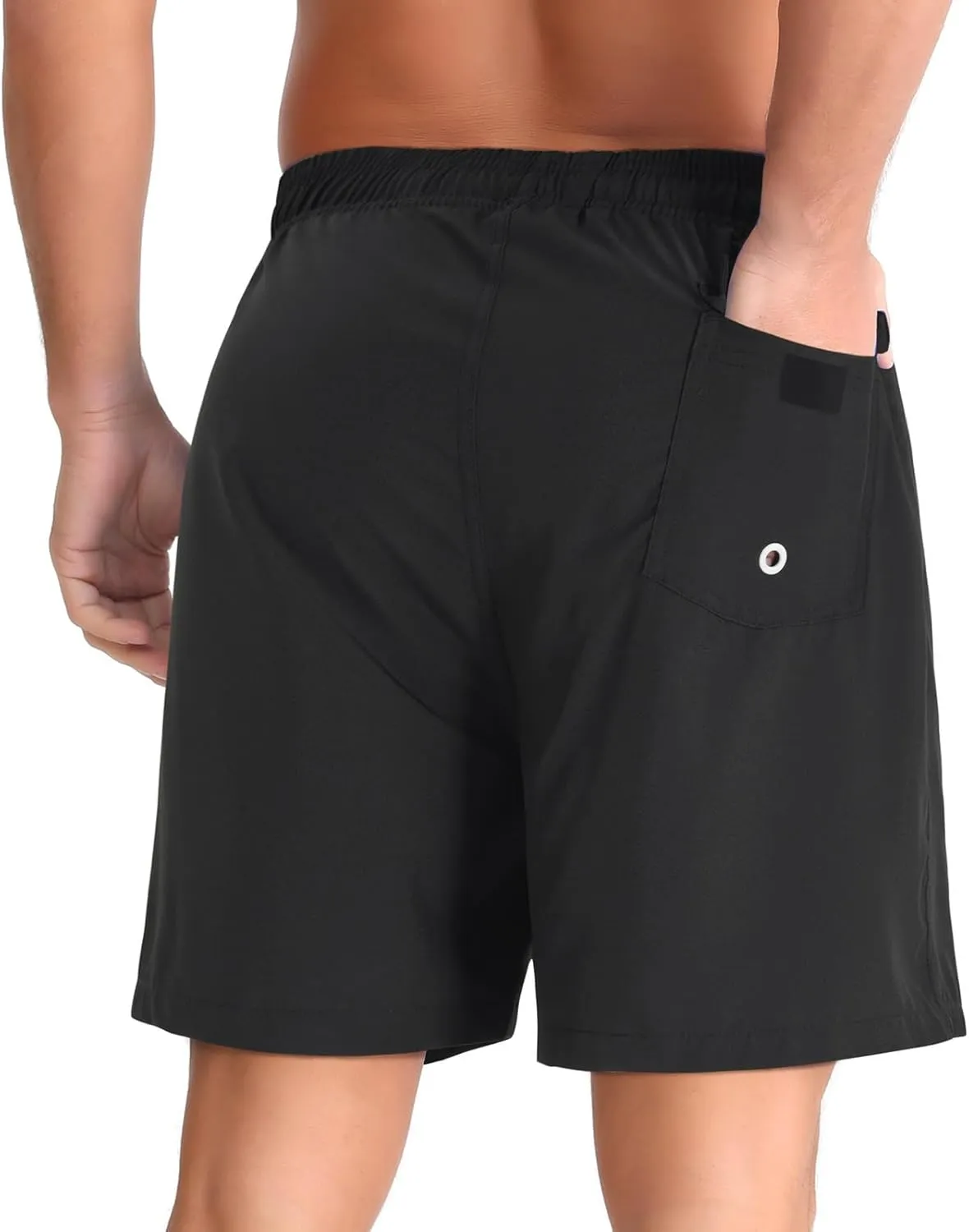 zeetoo Mens Swim Trunks with Compression Liner 5" Inseam Quick Dry Beach Shorts with Zipper Pockets